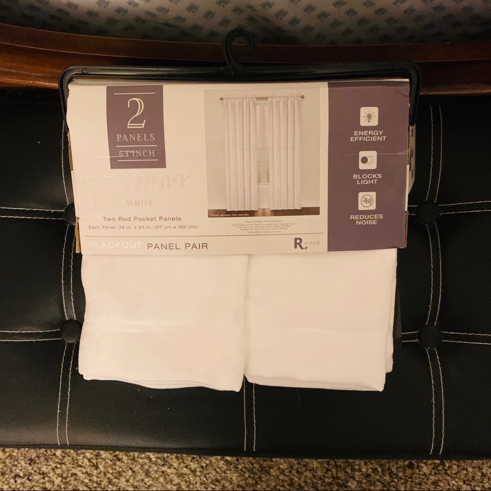 White 2 Panel 38x63" Curtains